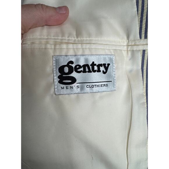 Hardy Amies Vintage Two-Piece Suit 36x30 White w/ Blue Stripes 100% Cotton - Picture 11 of 15